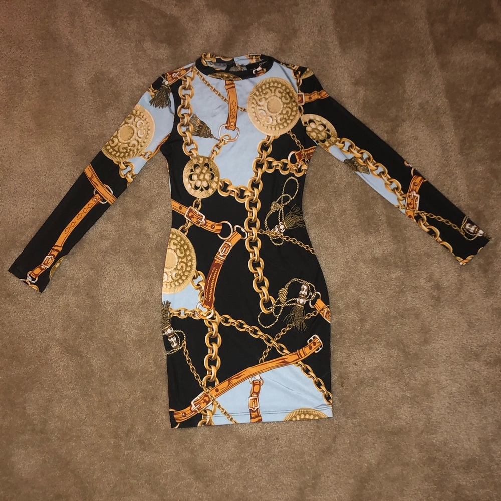 Chain print stretchy dress